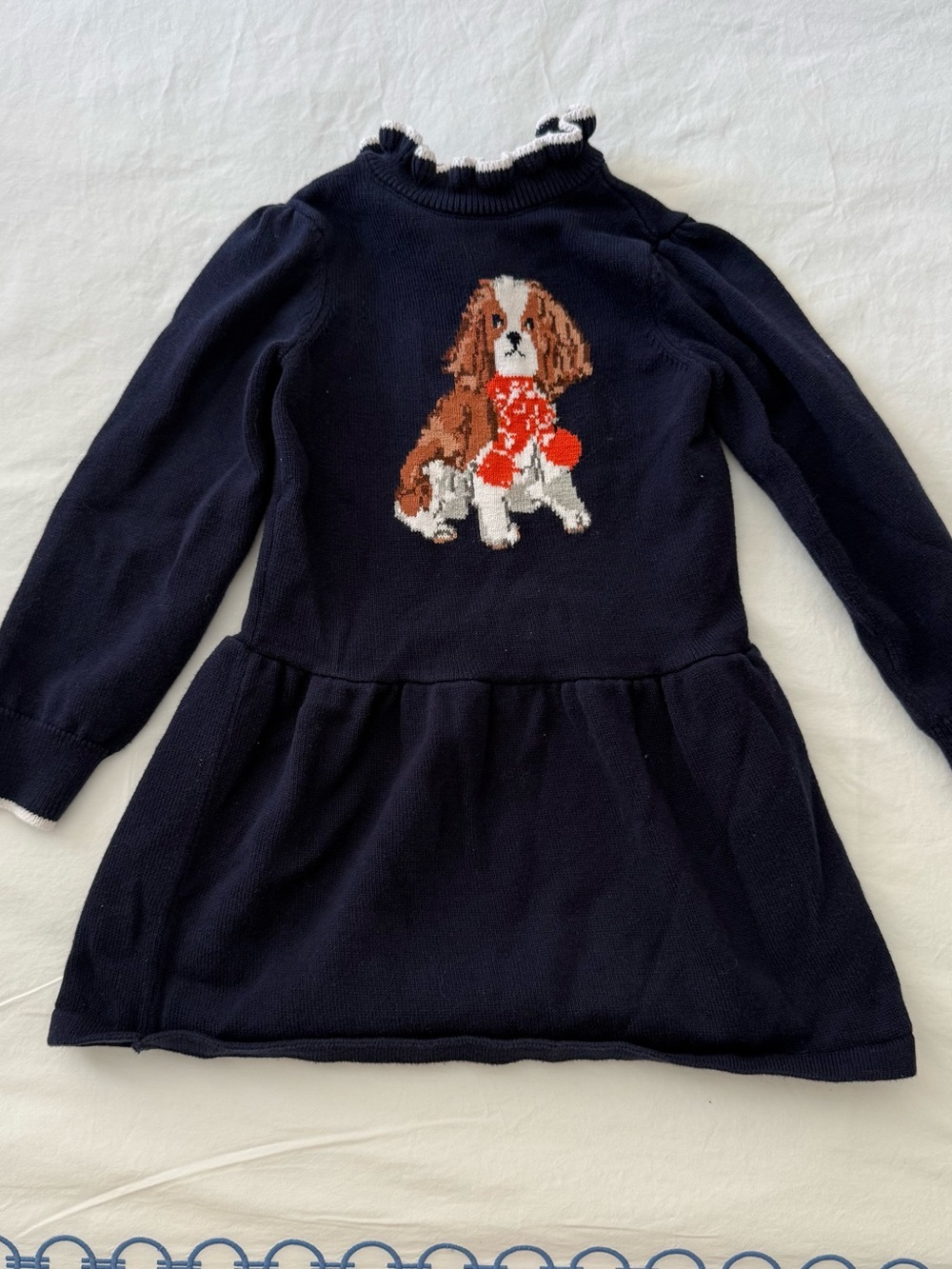 Janie and Jack Girls Navy Dog Sweater Dress Size 3